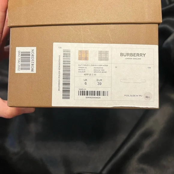 Burberry Beige and Black Check Slides - Picture 4 of 6